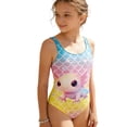 thumbnail image 2 of CUZIBR Girls One Piece Swimsuit Stylish Easter Bunny Pattern Round Neck Sleeveless Backless Tank Gymnastics Sport Swimming Bodysuit Fashionable Bathing Suit Beachwear,Sky Blue,5-6 Years, 2 of 4