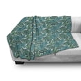 thumbnail image 2 of Exotic Soft Flannel Fleece Throw Blanket, Continuous Jungle Foliage Pattern with Tropical Leaves, Cozy Plush for Indoor and Outdoor Use, 50" x 70", Teal Dark Teal, by Ambesonne, 2 of 5