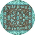thumbnail image 1 of Ahgly Company Indoor Round Oriental Light Blue Traditional Area Rugs, 3' Round, 1 of 4