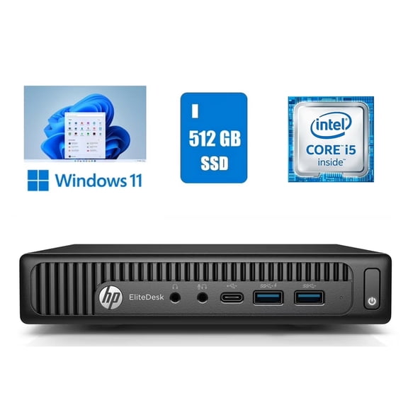 Restored HP EliteDesk 800 G2 Micro Core i5 Desktop Computer 16GB Ram 512GB SSD Wi-Fi Windows 11 Pro (Refurbished)