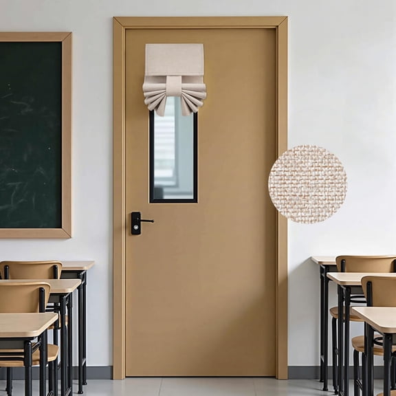 100% Natural Linen Blackout French Door Curtains, Privacy Door Window Curtains, 26 X 72 Inch Room Darkening Blinds, Thermal Insulated Shades for Bedroom, 1 Panel