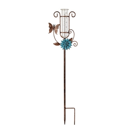 Mainstays Decorative Garden Stake with Rain Gauge with Butterfly Floral Design