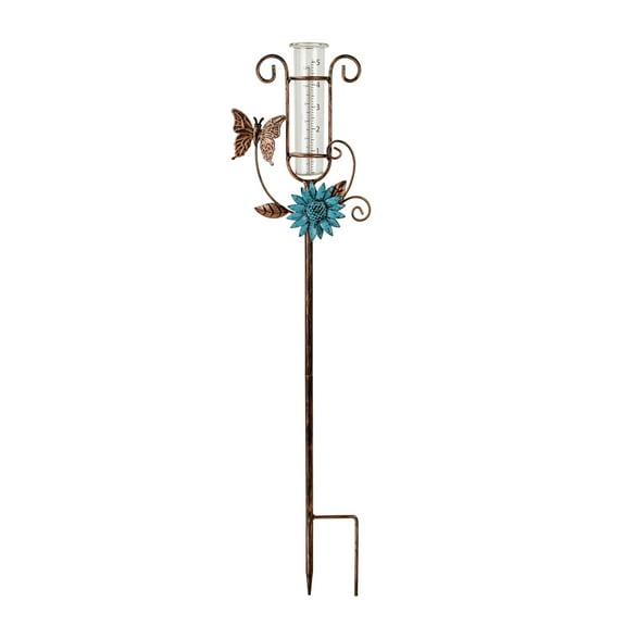 Mainstays Decorative Garden Stake with Rain Gauge with Butterfly Floral Design