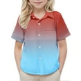 thumbnail image 4 of Gamivast Teen Boys Cute Preppy Shirts Gradient Color Collar Button Short Sleeve Shirts Vacation Trendy Lightweight Beach Shirts Blue 14-16 Camiseta De Para Niños, 4 of 7
