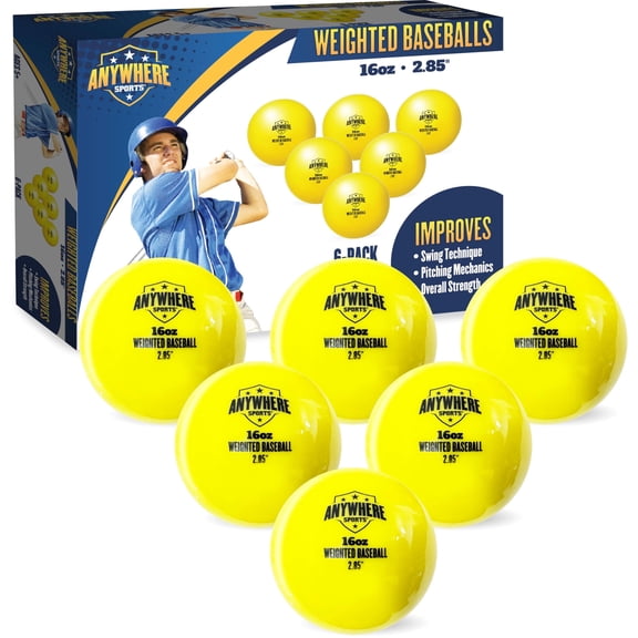 Anywhere Sports Weighted 16 oz Baseballs – Training Balls for Hitting & Pitching, 2.85” Diameter