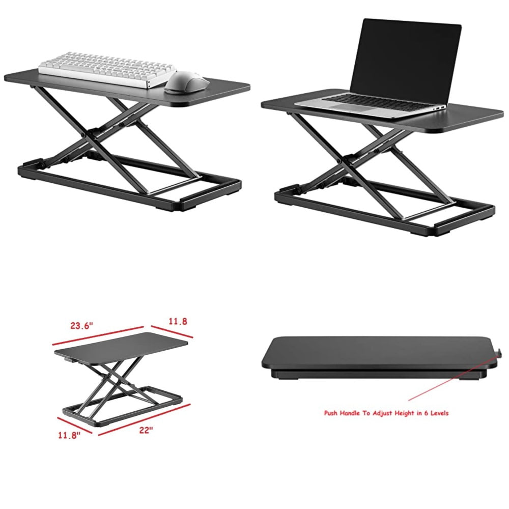KBT10 Ultra Slim 24" Laptop, Keyboard and Mouse Stand Sit Stand Adjustable Riser for Standing Desks Lifts Up to 15.6 inches in Height 5 Height Levels Riser