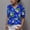 Blue, variant on Ladies Shirts Summer Top for Women Shirts 2 Women's Funky Shirt Blouse Frontpocket Flower Print Elegant Button Casual Top Orange S