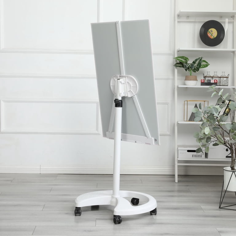 Volein Mobile Glass Whiteboard On Wheels – 36" X 24", Adjustable Height & Tilt, Magnetic Tempered Glass