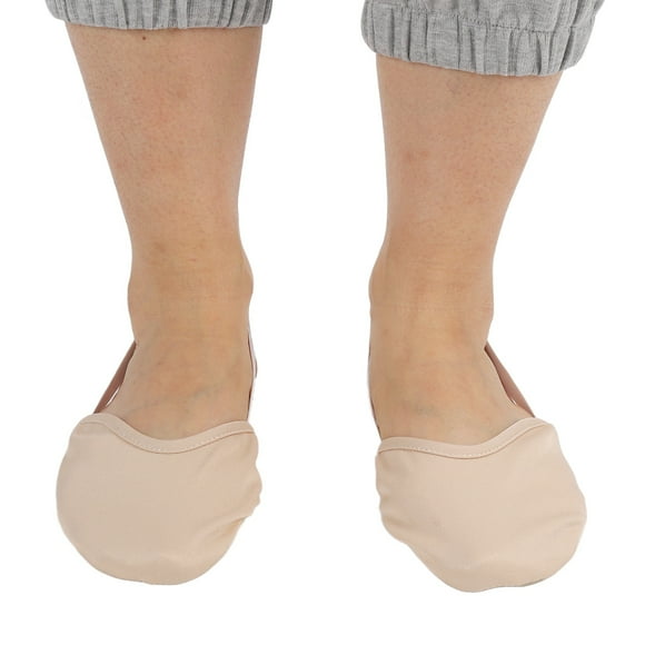 Half Sole Dance Shoes,  Skin Color Leather Sole Turning Dance Shoes Slip  Soft Breathable Cotton Fabric Gymnastics Socks