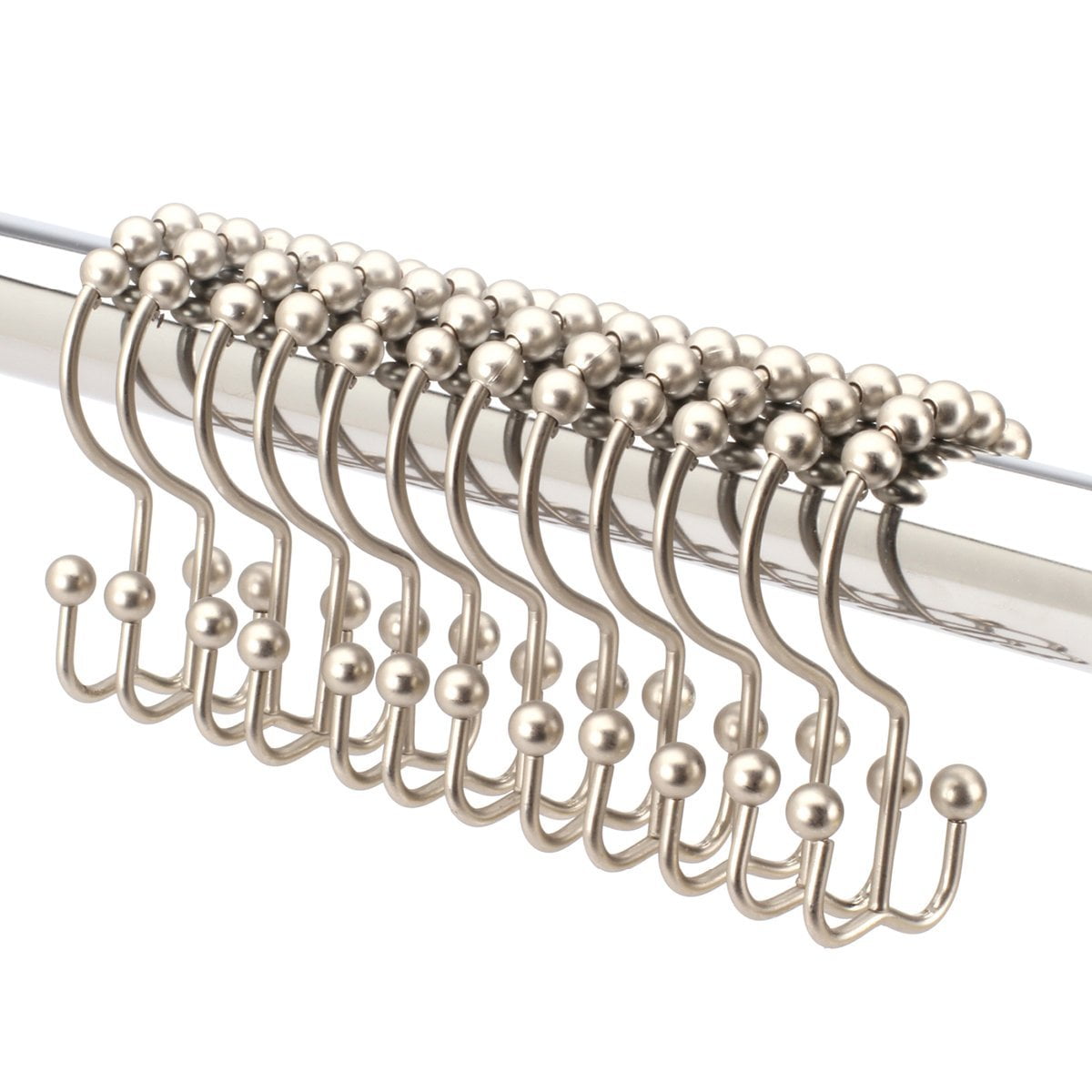 Shower Curtain Hooks / Shower Rings, Polished Nickel, Set of 12