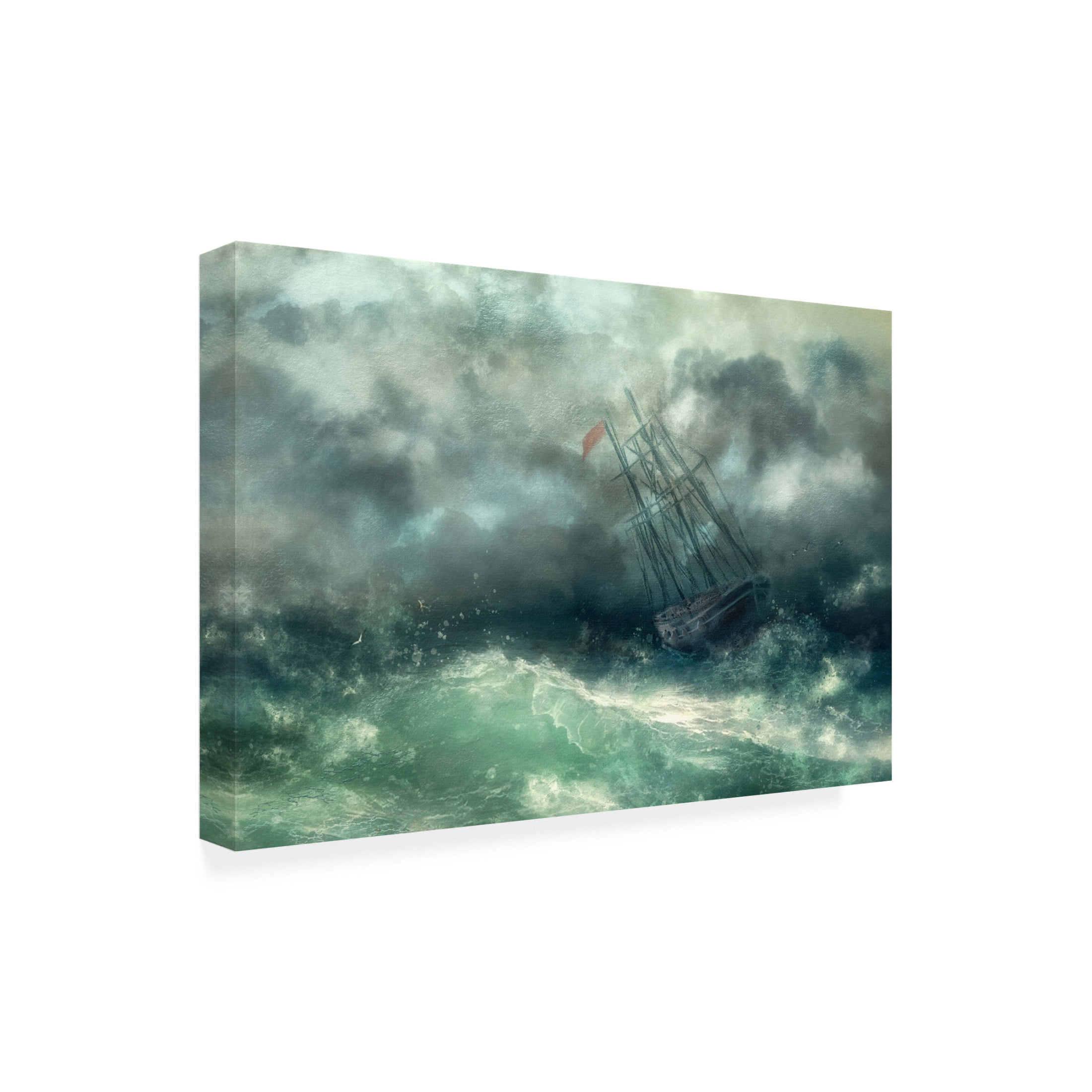 Canvas Wall Art - Arun Mohanraj 'A Struggle In Stormy Seas' Wall Art for Living Room, Bedroom, or Office Décor by Trademark Fine Art - 19 x 12 Inches