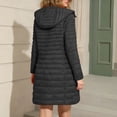 thumbnail image 6 of BXJX Womens Mid-Length Puffer Jackets, Side Pockets Warm Long Sleeve Full Zip Winter Outerwear with Hood Black Size S, 6 of 7