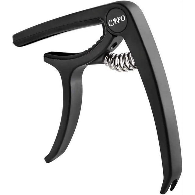 Cejilla para guitarra, cejilla para guitarra acústica y eléctrica, abrazadera 3 en 1 con clip de púa y púa para ukelele, mandolina, banjo, accesorios de guitarra negro oso de fresa Electrónica