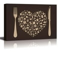 thumbnail image 1 of Canvas Prints Wall Art - Restaurant and Food Elements with Fork and Knife | Modern Wall Decor/Home Decor Stretched Gallery Wraps Giclee Print & Wood Framed. Ready to Hang - 24" x 36", 1 of 3