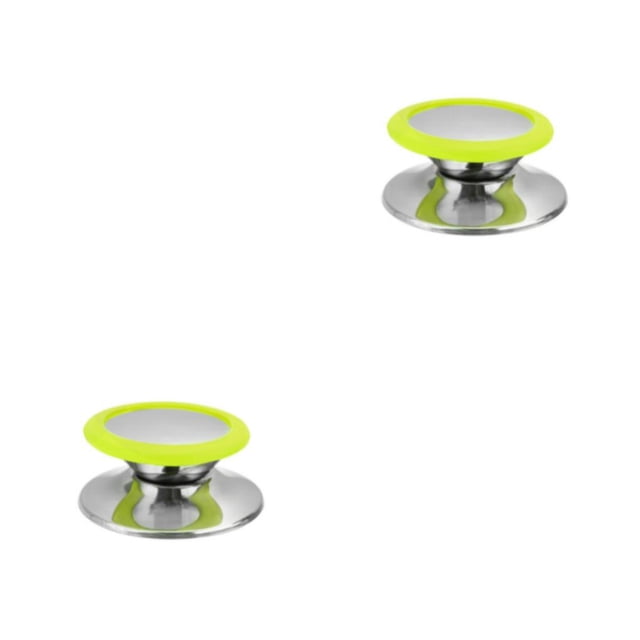 Toystoory Perilla universal de la cubierta de la olla de acero inoxidable Cocina Mango de la tapa de la sartén antideslizante Actualización de Verde Grande 2piezas