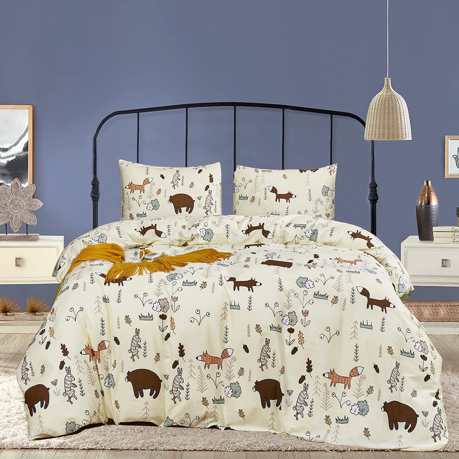 Kids Comforters Twin Girls Children Beige Bear Bedding Yellow