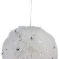 thumbnail image 2 of Northlight 4" Faux Fur and Shiny Stars Plush Ball Christmas Ornament - White/Silver, 2 of 4