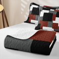 thumbnail image 4 of Castle Fairy Abstract Irregular Square Block Twin Quilt Set 2 Pieces,Minimalist Overlap Geometric Twin Coverlet Set,Rust Gray Black,1 Bedspread and 1 Pillowcase, 4 of 7
