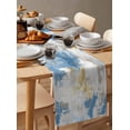 thumbnail image 6 of ERUNPONLY Blue Gray Ombre Table Runner - 72 Inch Long Vintage Abstract Art Oil Painting Cotton and Linen Blended Dress Scarves Farmhouse Table Runner for Kitchen Dining, Coffee Table, 14"x72", 6 of 8