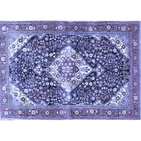 Ahgly Company Machine Washable Indoor Rectangle Medallion Blue Traditional Area Rugs, 3' x 5'