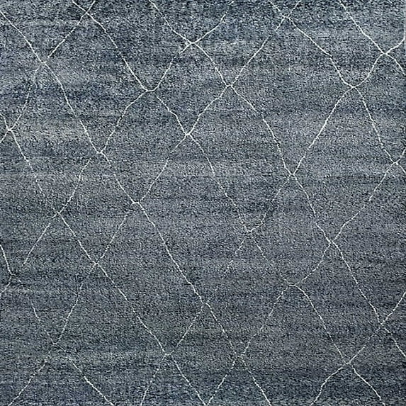 Ahgly Company Indoor Square Mid-Century Modern Dark Blue Grey Blue Oriental Area Rugs, 8' Square