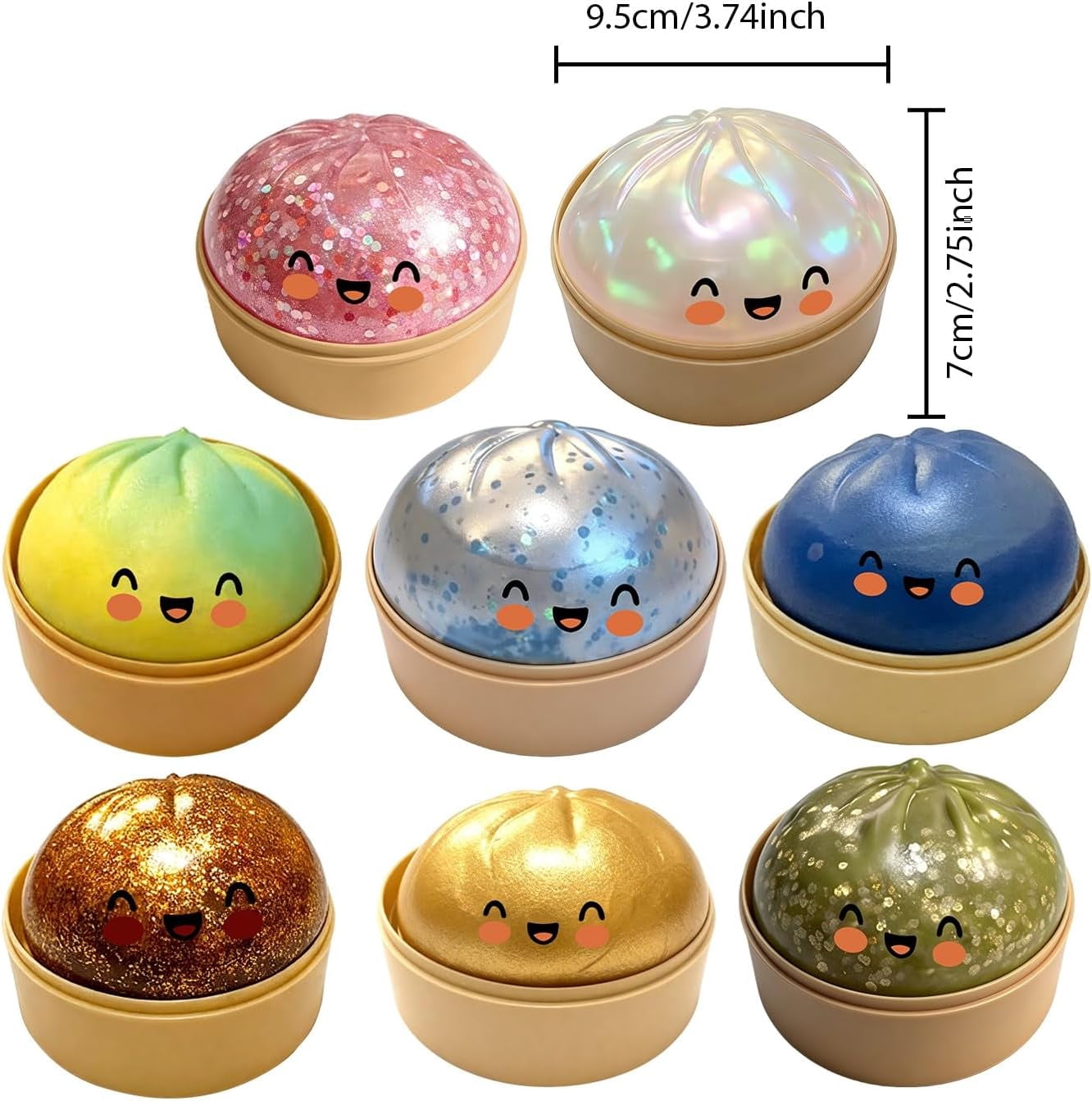 Esterze Dumpling Squishy, Glitter Dumpling Stress Relief Charms, Soft Decompression Squeeze Dough, Cute Steamed Bun