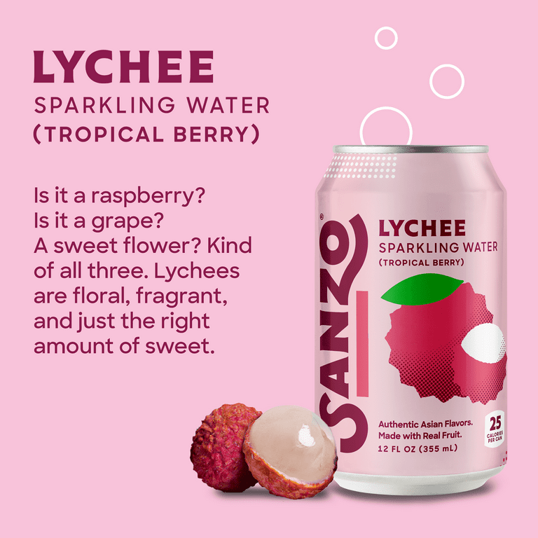 Sanzo Lychee Sparkling Water 12 fl oz 6 Pack Cans - Walmart.com