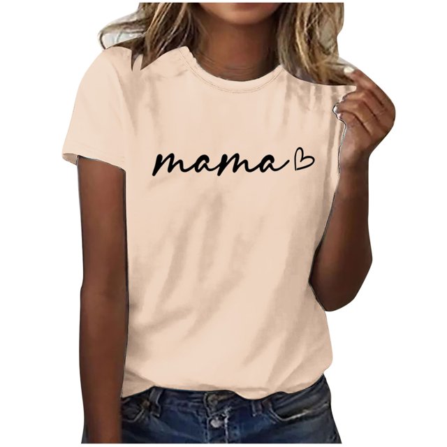 Fiudx Camisetas para Mujer Camiseta Casual de Manga Corta con Cuello Redondo y Estampado de Letras para Mujer