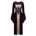 thumbnail image 3 of Fewfanhot Fall Dresses for Women Halloween Renaissance Medieval Lace up Irish Over Long Dresses Retro Gown, 3 of 5