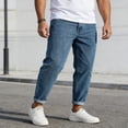 thumbnail image 2 of Men's Blue Relaxed Tapered Stretch Jeans: Light Wash Cuffed Denim | Comfort Flex Fabric, Standard Sizing (30-40), 2 of 10