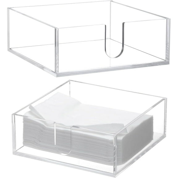 Siloon Acrylic Cocktail Paper Napkin Holder,Decorative Clear Cocktail Napkin Caddy Beverage Napkin holder,Pack of 2