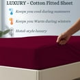 thumbnail image 5 of Amay 100% Organic Cotton Wyoming King Fitted Sheet - 500 Thread Count (84"x84") - Ultra Soft, Cooling & Breathable Bed Sheet - Durable Long-Lasting Fabric - (Burgundy, 1 Piece), 5 of 7