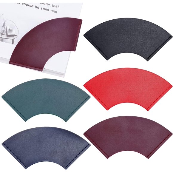 5Pcs 5 Colors Leather Fan-Shaped Corner Page Bookmark Sector Bookmark Handmade Reading Accessories for Teachers Student Book Lovers Bookworm Christmas Thanksgiving Gift