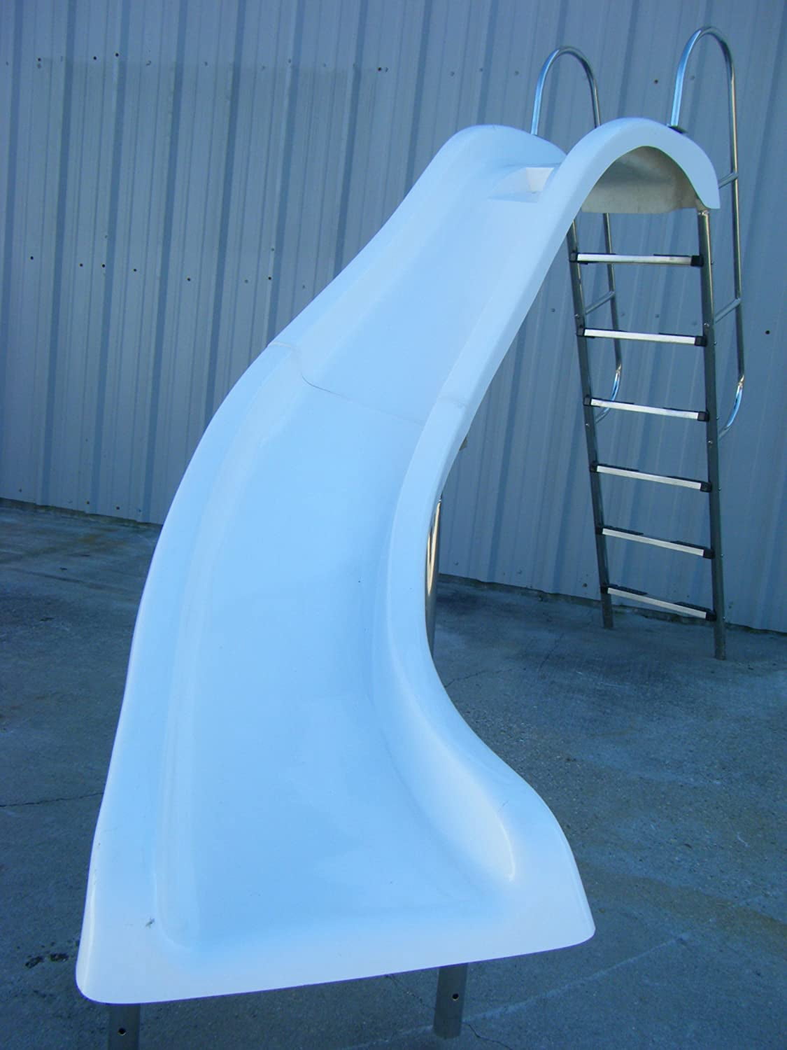 FibroPool Full-Sized Fiberglass Swimming Pool Slide – 10'6" Long, 6' Tall Left Turn Slide with Stainless Steel Hardware
