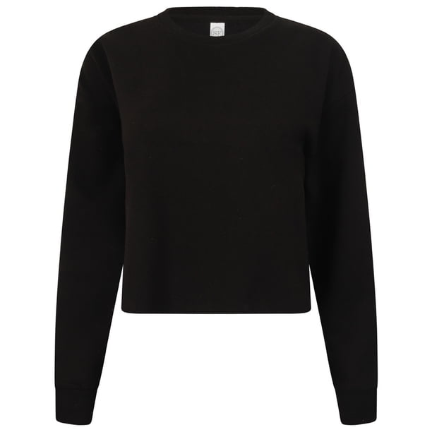 Skinni Fit - Jersey corto suelto para chica mujer (Negro)