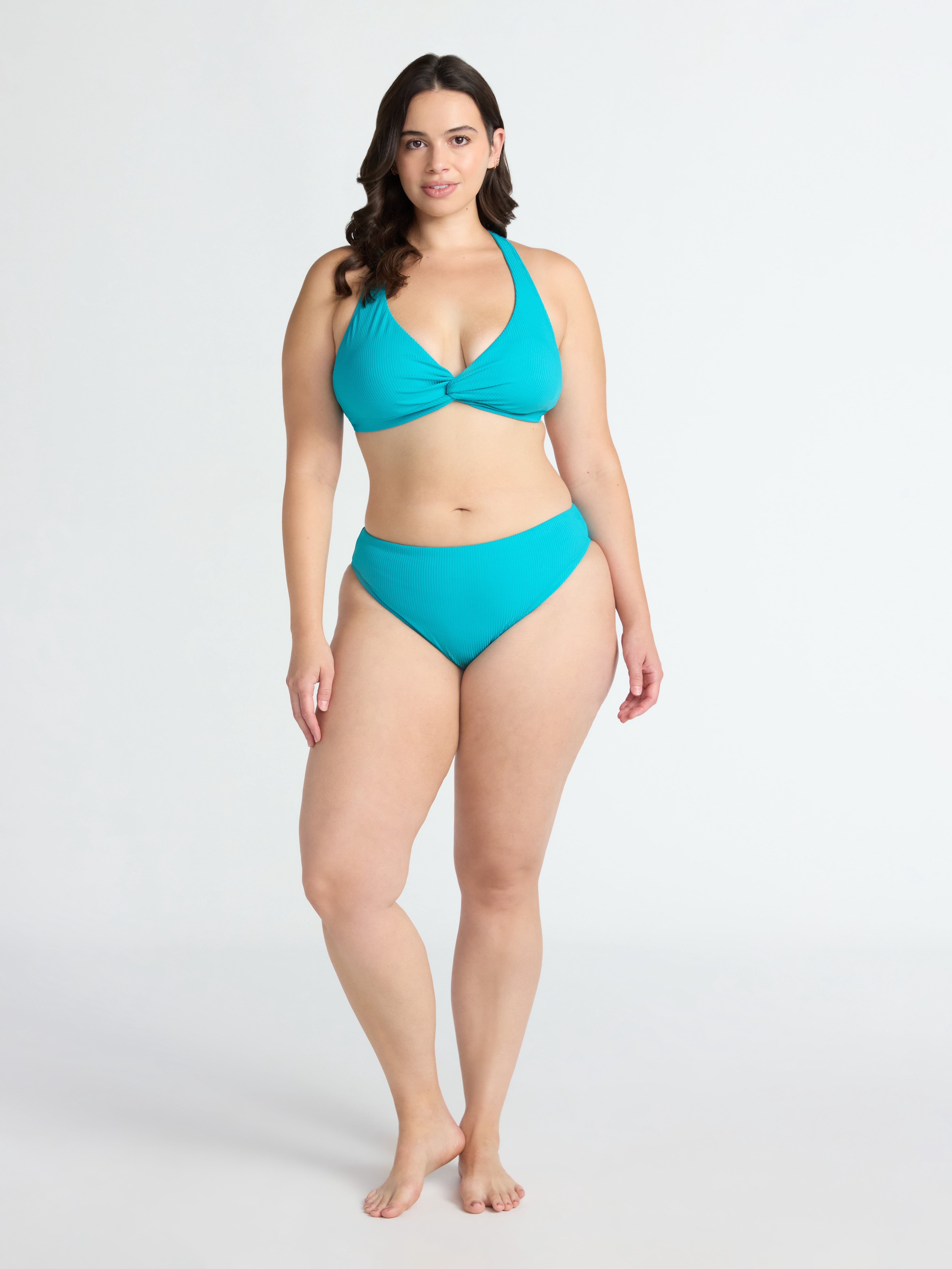 Time and Tru Women's and Women's Plus Ribbed Twist Front Bikini Top, Sizes XS-2X