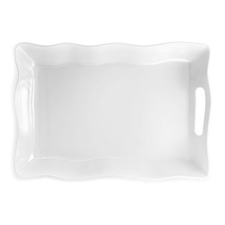 Ruffle White Melamine Large Rectangle Tray