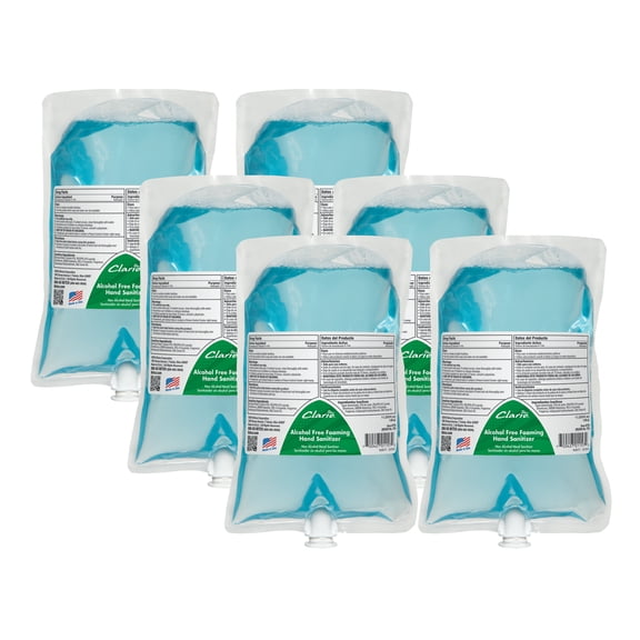 Betco Clario Alcohol-Free Hand Sanitizer Foam, Case of 6, Unscented, 1000 mL