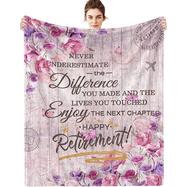 LHSHID Retirement Gifts for Women Blanket Happy Retirement Gifts for Nurses Teachers Mom Wife Female Farewell Gifts for Coworkers Boss Funny Retirement Throw Blankets 40"x50"
