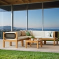 thumbnail image 7 of Homall 6 Pieces Acacia Patio Conversation Set Wood Sectional Set Outdoor Furniture Set with Cushions, White, 7 of 7
