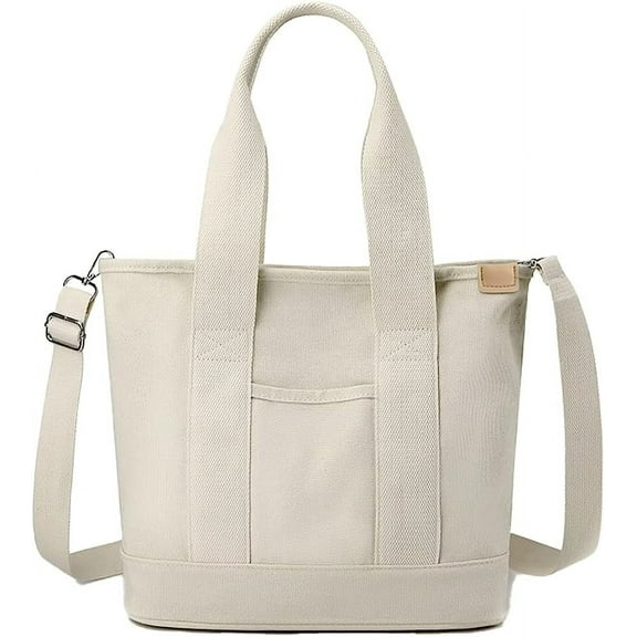 Kukuzhu Canvas Tote Bags for Women Large Shoulder Bag Handbags Big Satchel Purses Multi-pocket Handbags Casual Work Bags
