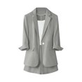 thumbnail image 2 of ICHUANYI Clearance Women's Summer Fashion Decompression Coat Color Temperament Cardigan Long Sleeve Two Piece Set(Gray, S) ICHUANYI WER2023081002775, 2 of 9