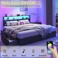 thumbnail image 5 of ChVans Queen Bed Frame with LED Storage Headboard, Heavy Duty Metal Platform Bed with 4 Drawers, Charging Station, 1000 lbs Capacity, No Box Spring Needed, 5 of 7