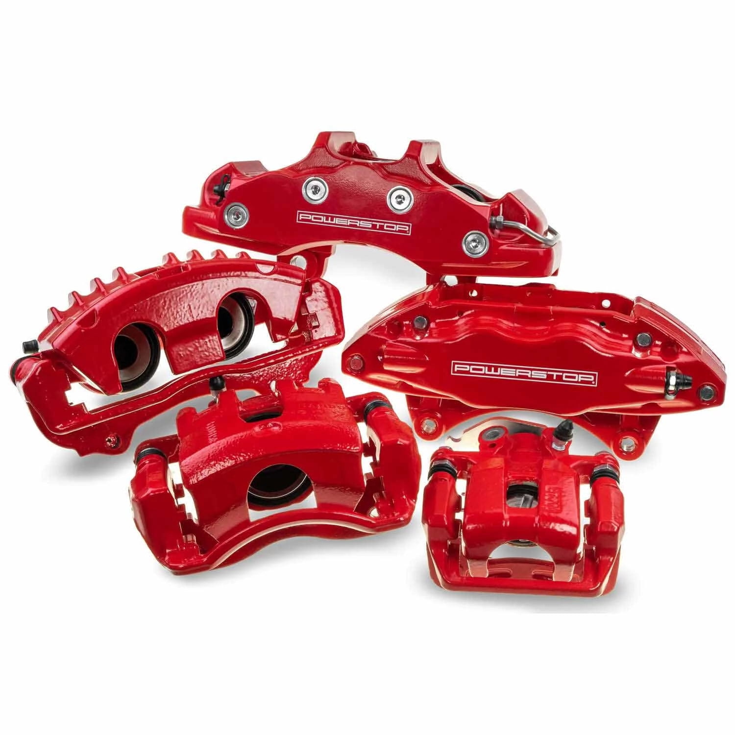 Power Stop Rear Right/Rear Pair of Red Powder Coated Calipers