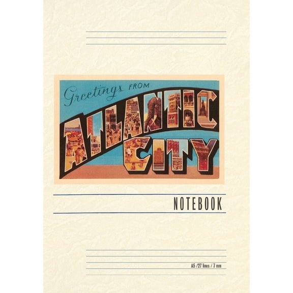 Vintage Lined Notebook Greetings from Atlantic City, New Jersey, (Paperback)