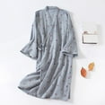 thumbnail image 2 of Arlun Valentine's Day Heart Print Cotton Robes for Women Loose Fit Comfortable Long Sleeve Wrap Bathrobe Fashion Lightweight Breathable Soft Cute Knee Length Sleepwear 3-Dark Blue L, 2 of 3