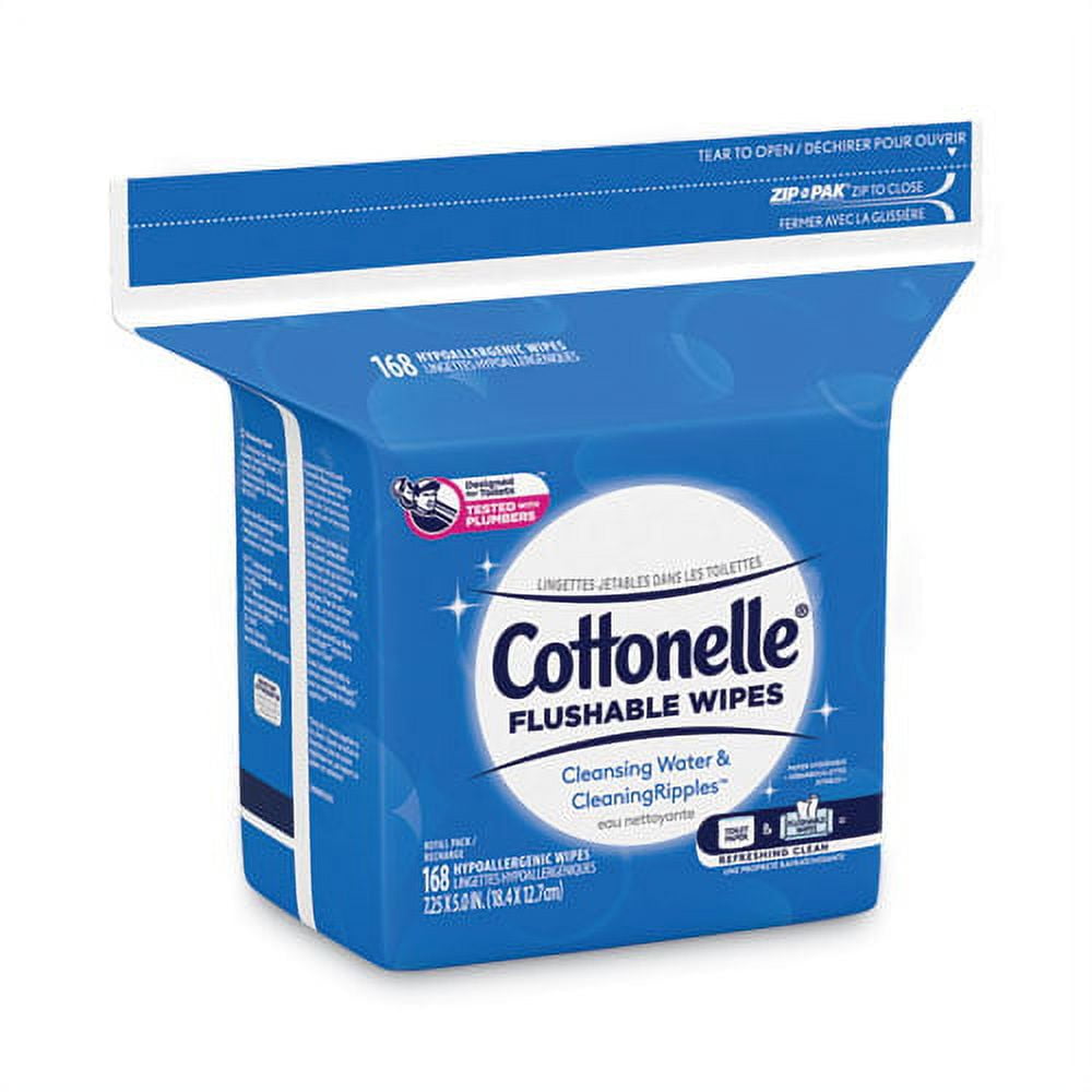 Fresh Care Flushable Cleansing Cloths, White, 5 x 7.25, 168/Pack | Bundle of 2 Each