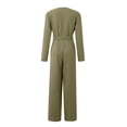 thumbnail image 5 of safuny Women's Jumpsuit Jumpsuit For Lady Wife Daughter Girlfriend Fashion Full Trousers V Neck Long Sleeve Zip Belt Closure Jumpsuit Solid Color Comfy Lounge Casual Army Green XL, 5 of 5