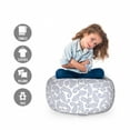 thumbnail image 2 of Paisley Storage Toy Bag Chair, Monochrome Art of Paisley Motifs Ethnic Strokes on a Plain Background, Stuffed Animal Organizer Washable Bag, Small Size, Ceil Blue and White, by Ambesonne, 2 of 3