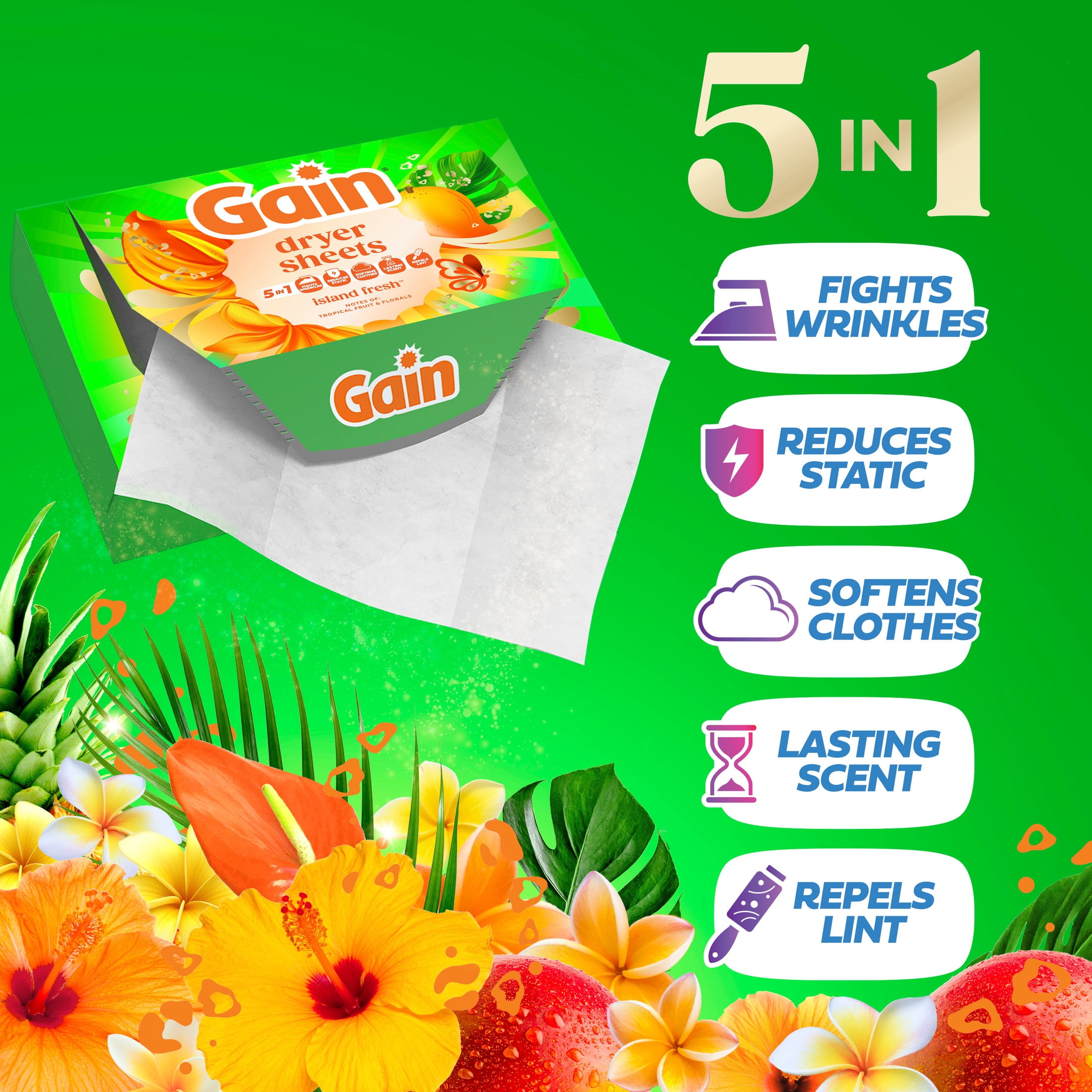 Gain Dryer Sheets, Island Fresh Scent, 240 Count